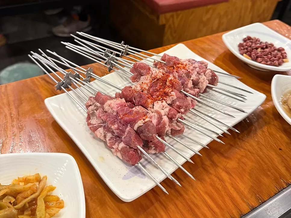 Ordered lamb skewers and lamb tenderloin skewers