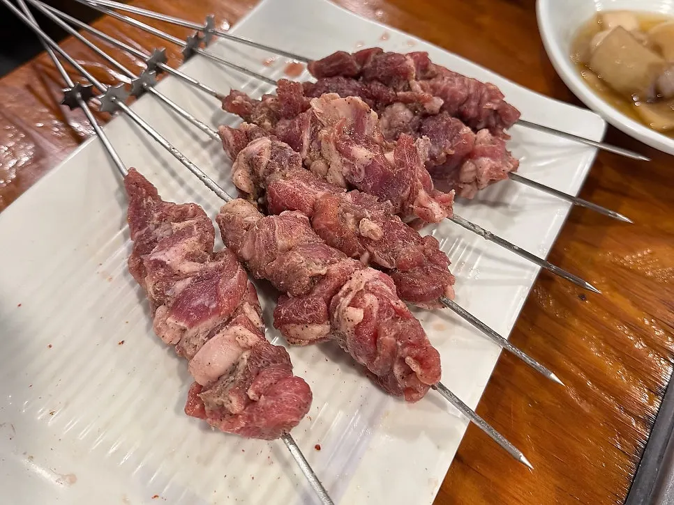 Chunky, thick classic lamb skewers