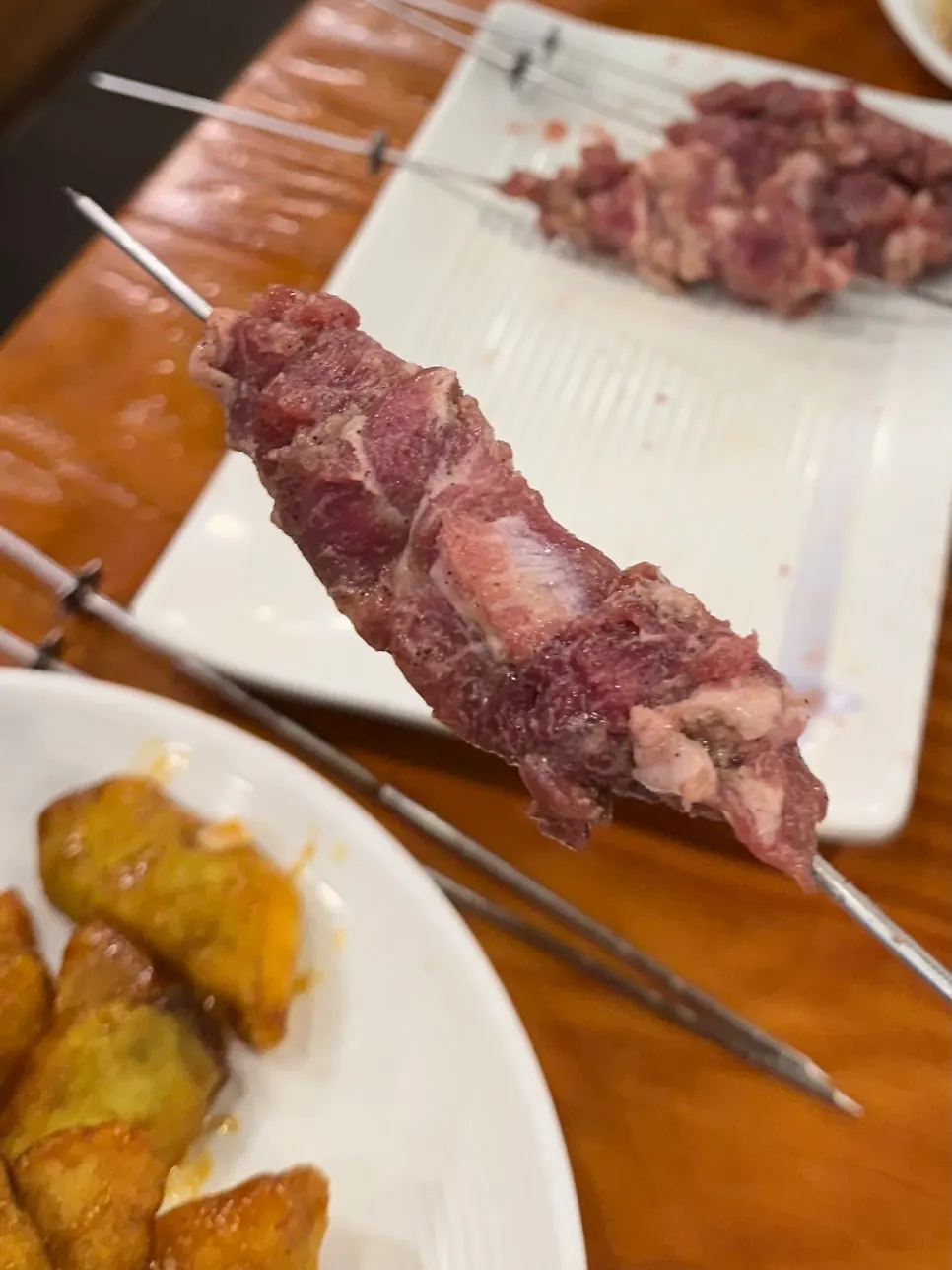 Classic lamb skewer arrangement