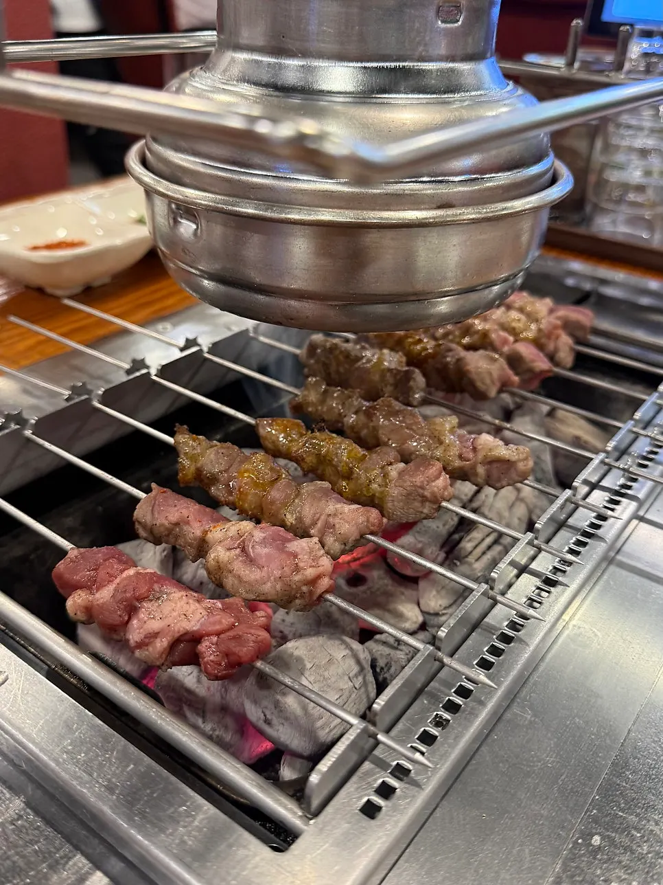 Large chunks of lamb tenderloin skewers