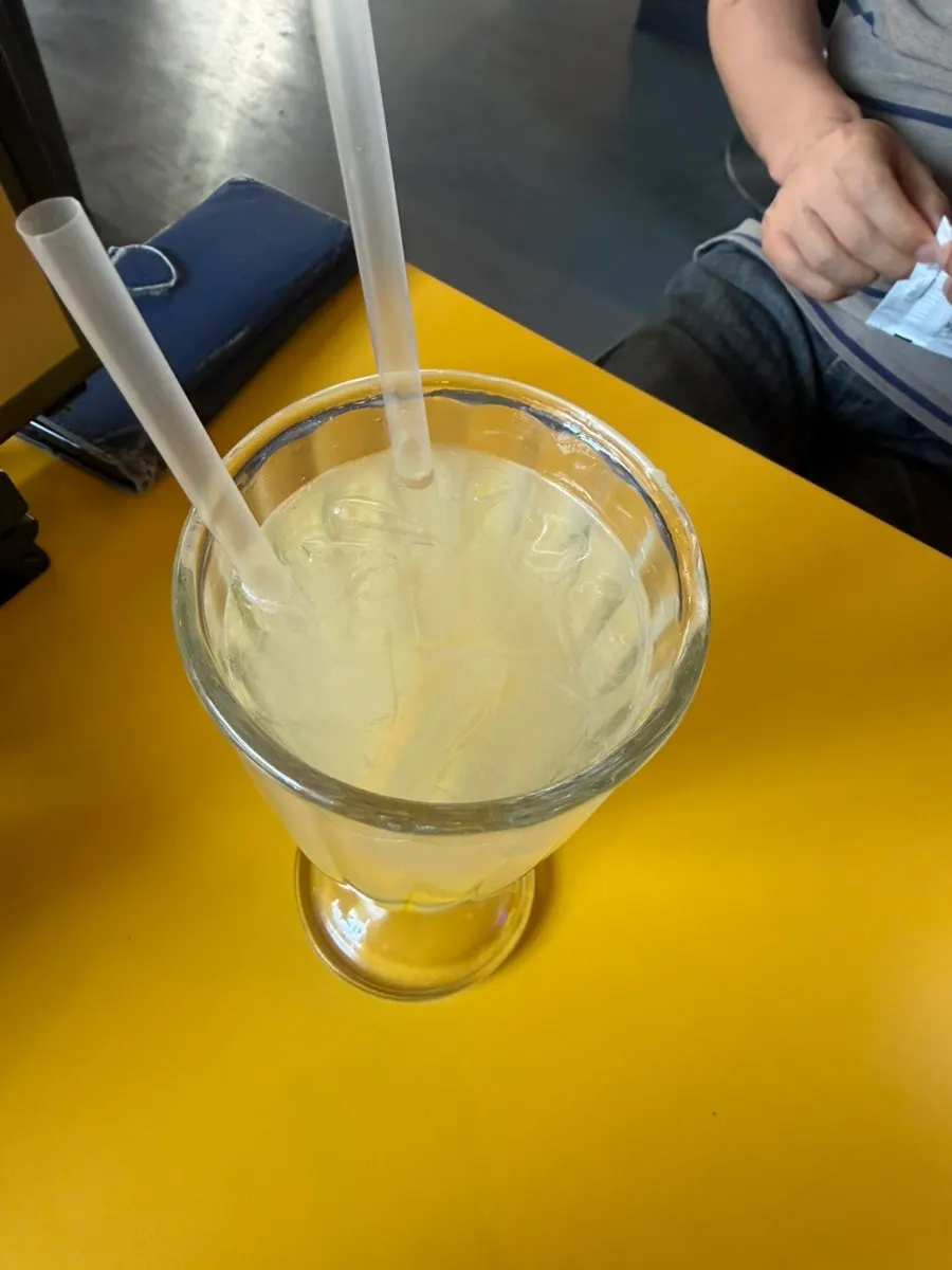 Refreshing lemonade ordered alongside the burger