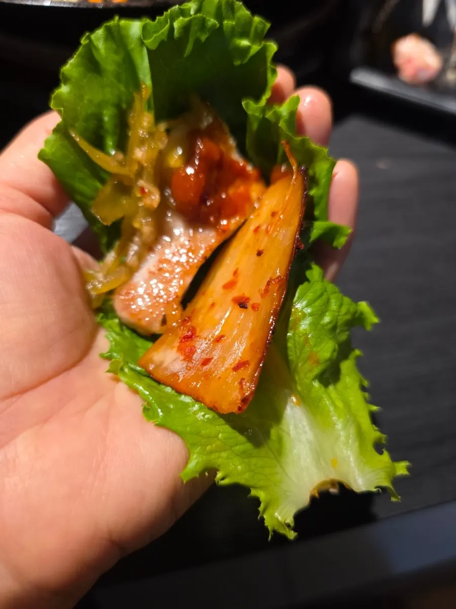 A perfectly grilled piece of pork jowl