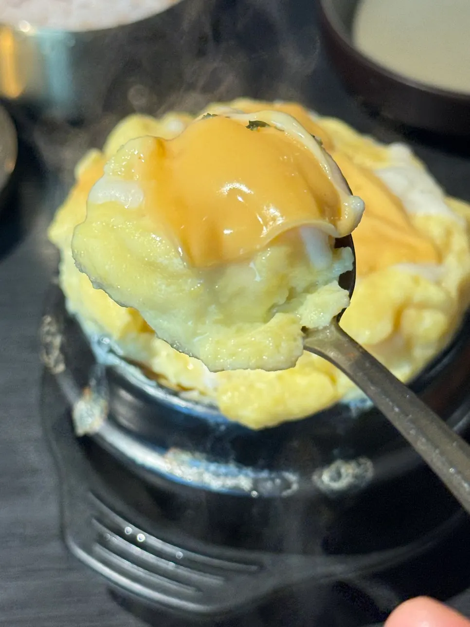 Mild steamed egg enjoyed by the kids