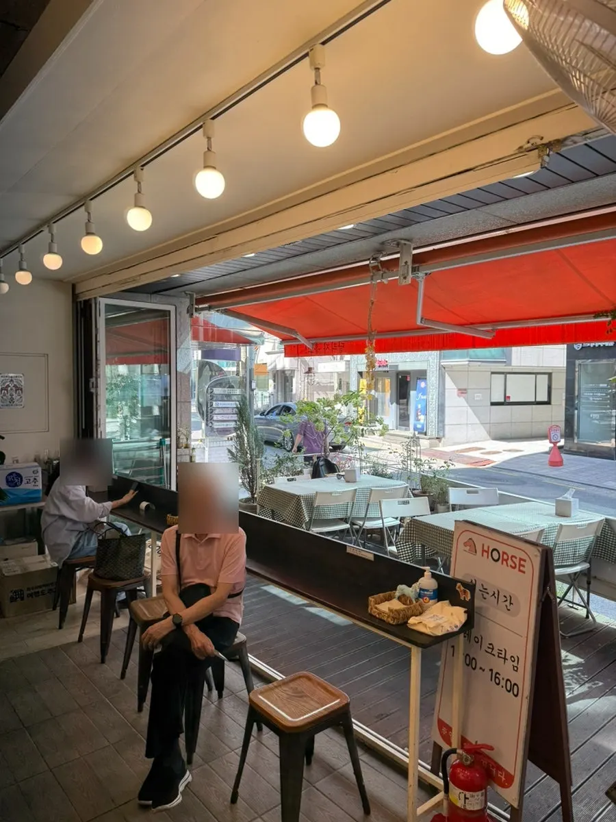 Indoor dining tables inside the restaurant