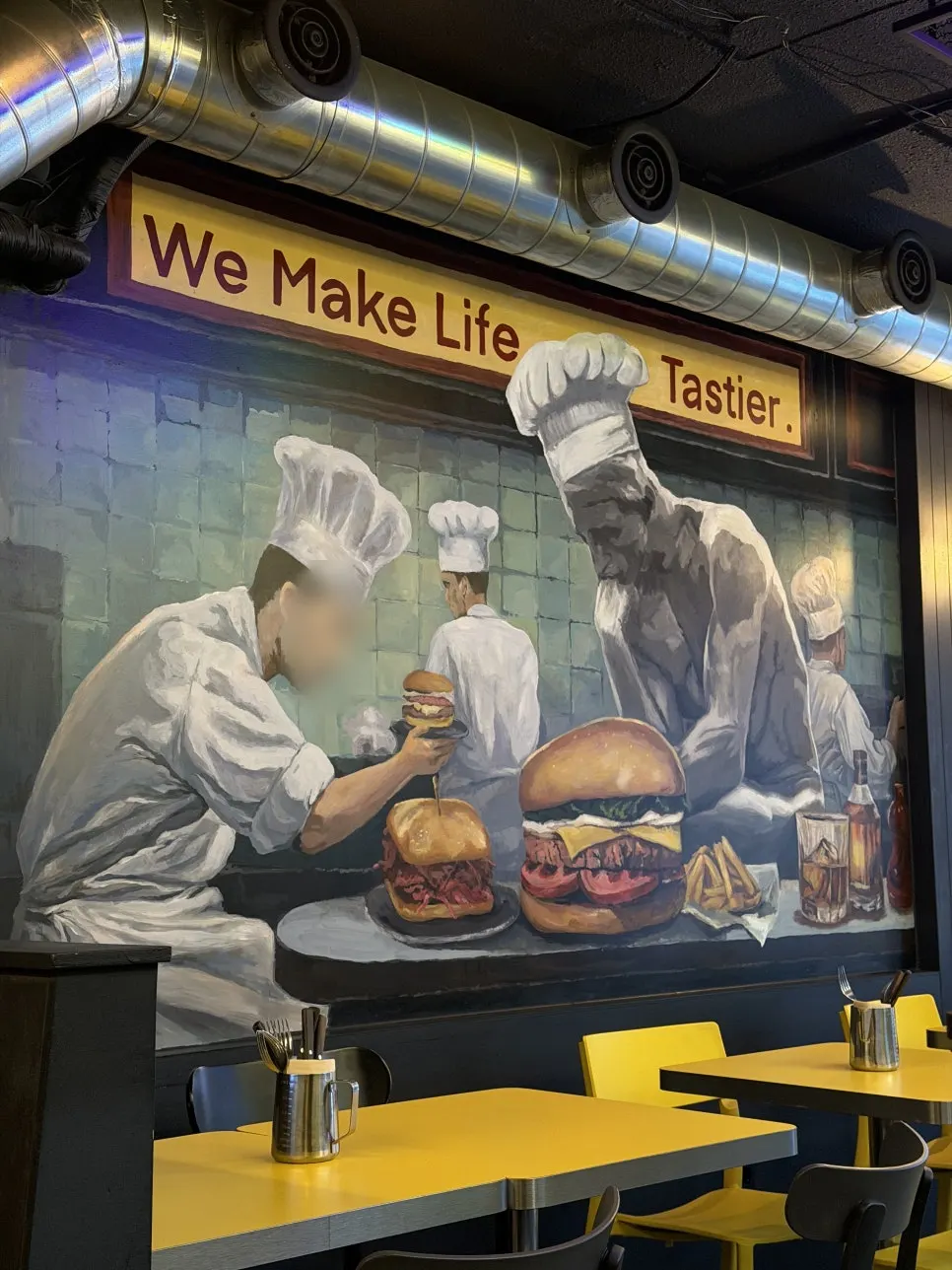 ヒップな手作りバーガー店の外観