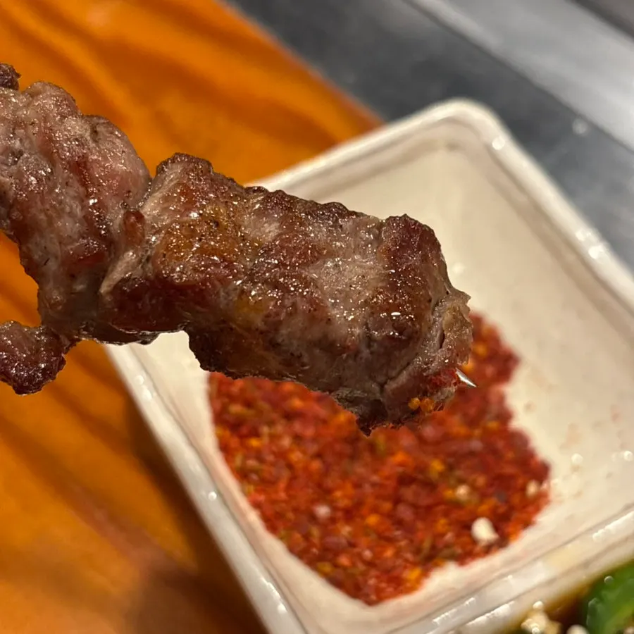 Lamb sirloin skewer dipped in cumin powder