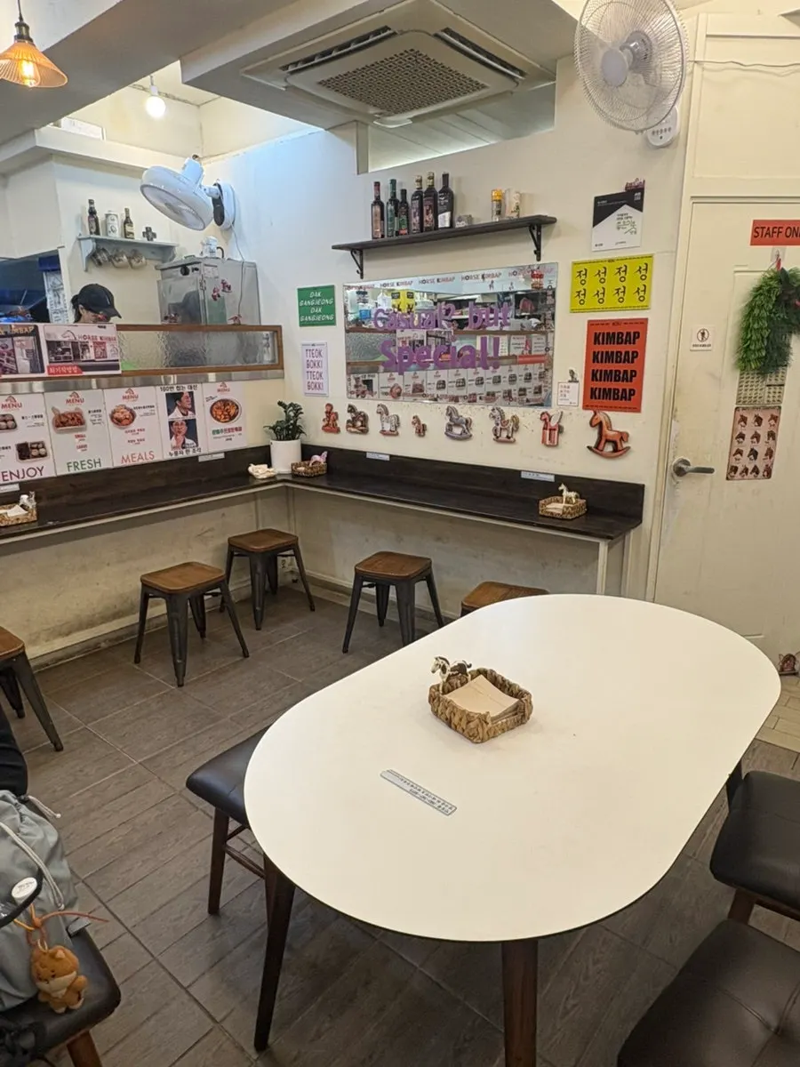 Bar-style solo seating good for eating alone