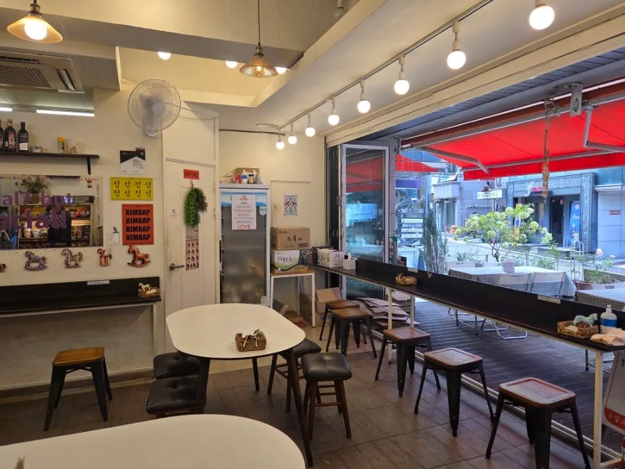 Menu signage near the store entrance