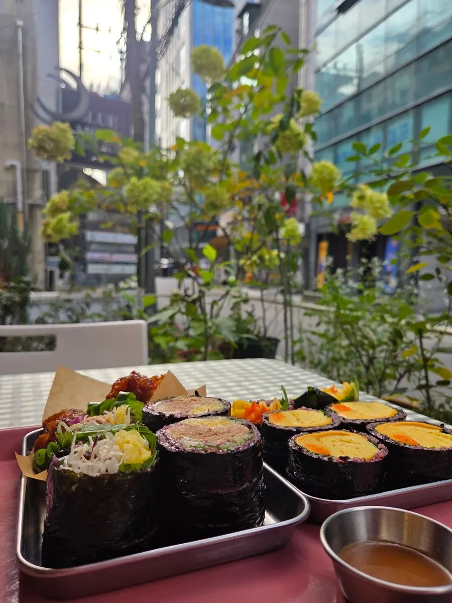 Gimbap menu board at Halls Gimbap Main Branch