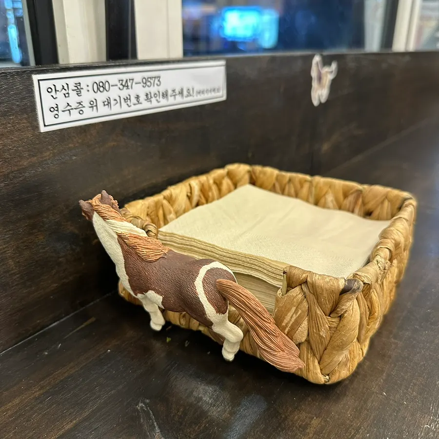 Horse figurine decorations placed around the store
