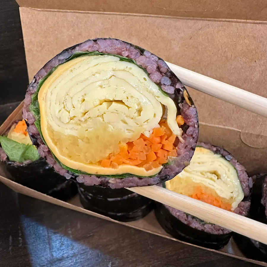 Double cheese egg gimbap loaded with egg