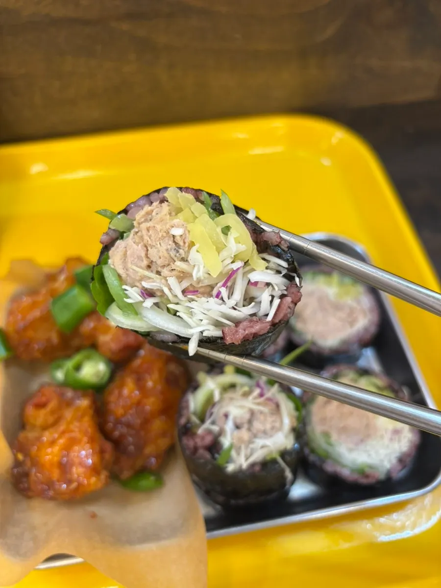 Tuna gimbap generously filled with ingredients