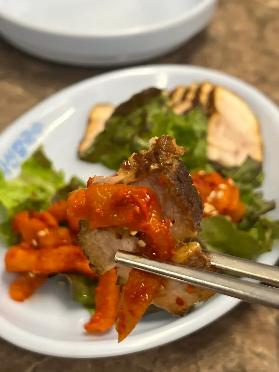 Mild suyuk eaten with accompaniments