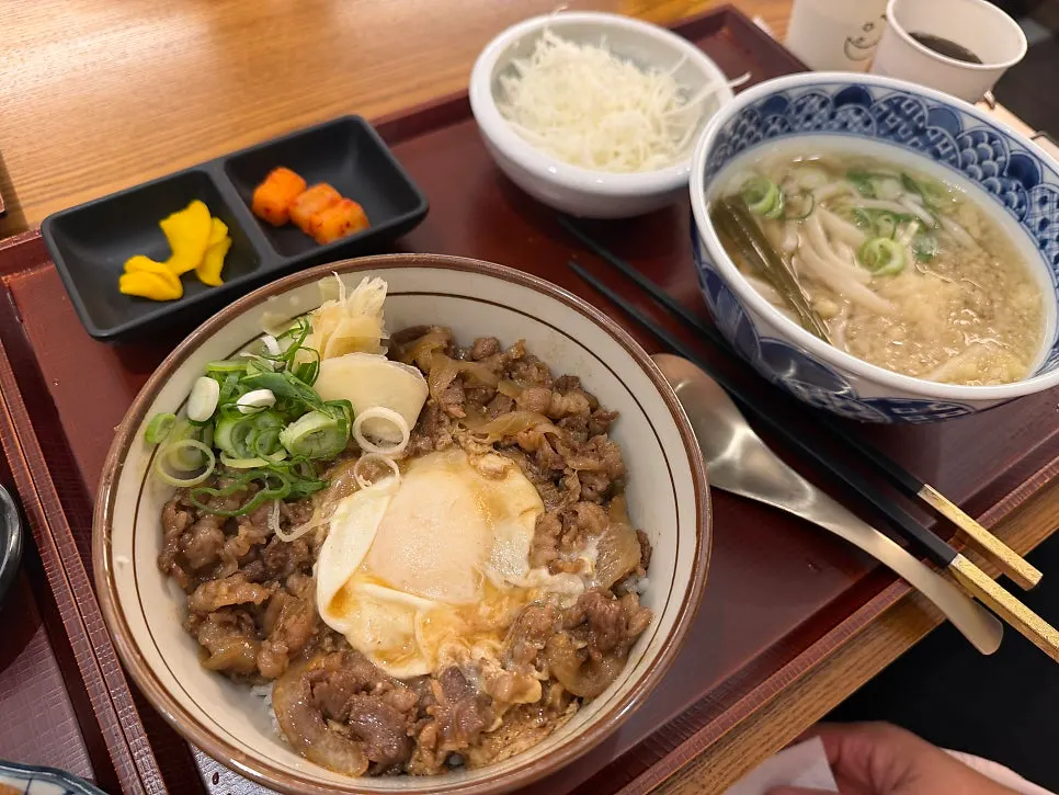 A set combining udon and tonkatsu together