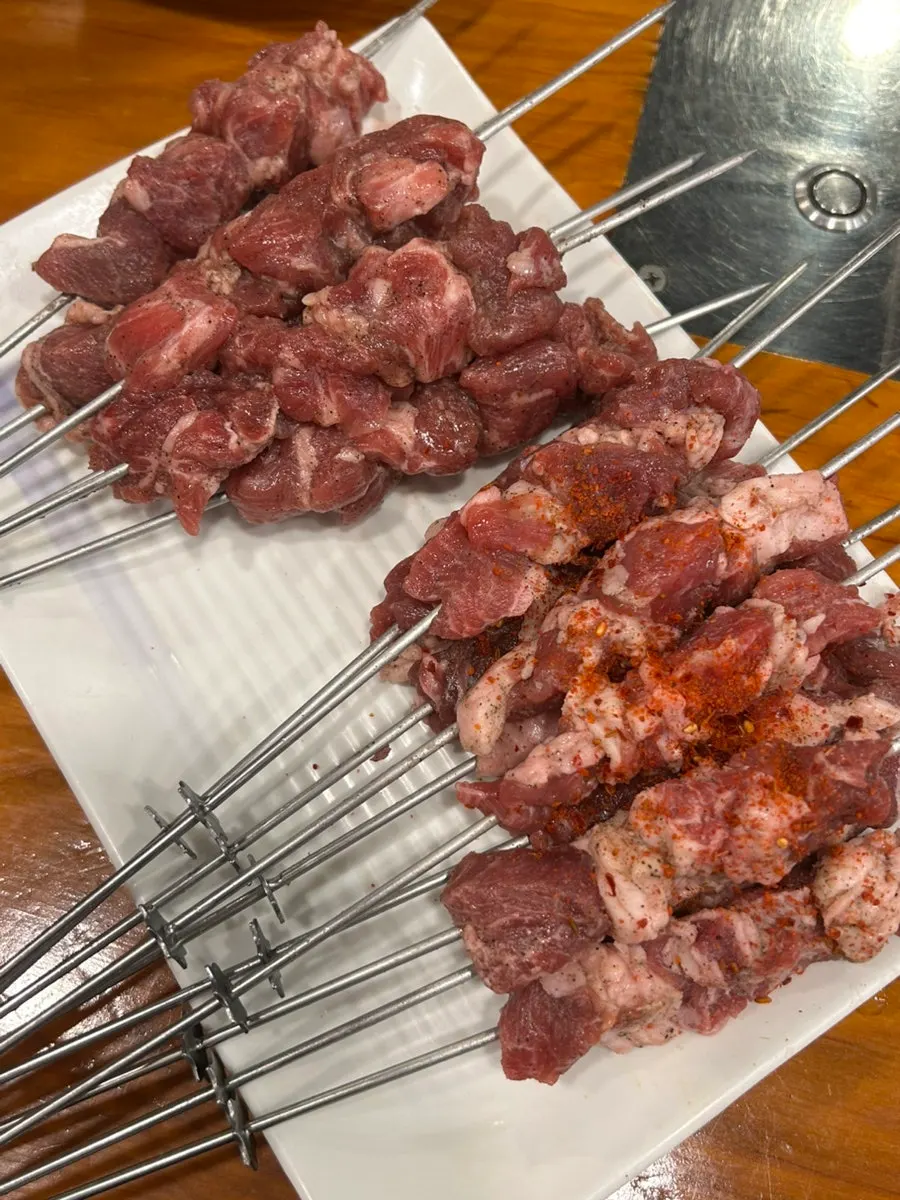 Ordered lamb sirloin skewers and lamb skewers