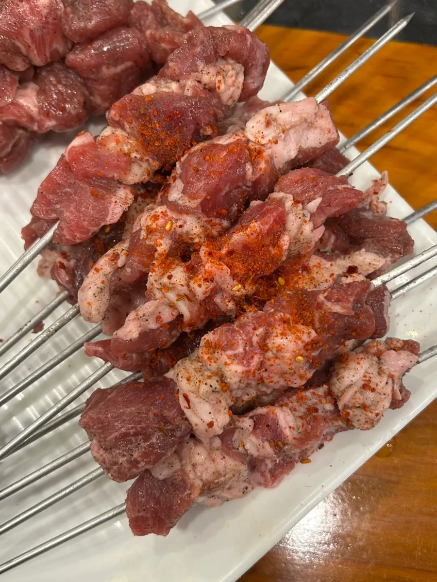 Ordered lamb sirloin skewers and lamb skewers