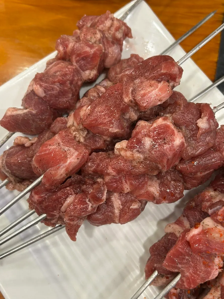 Ordered lamb sirloin skewers and lamb skewers