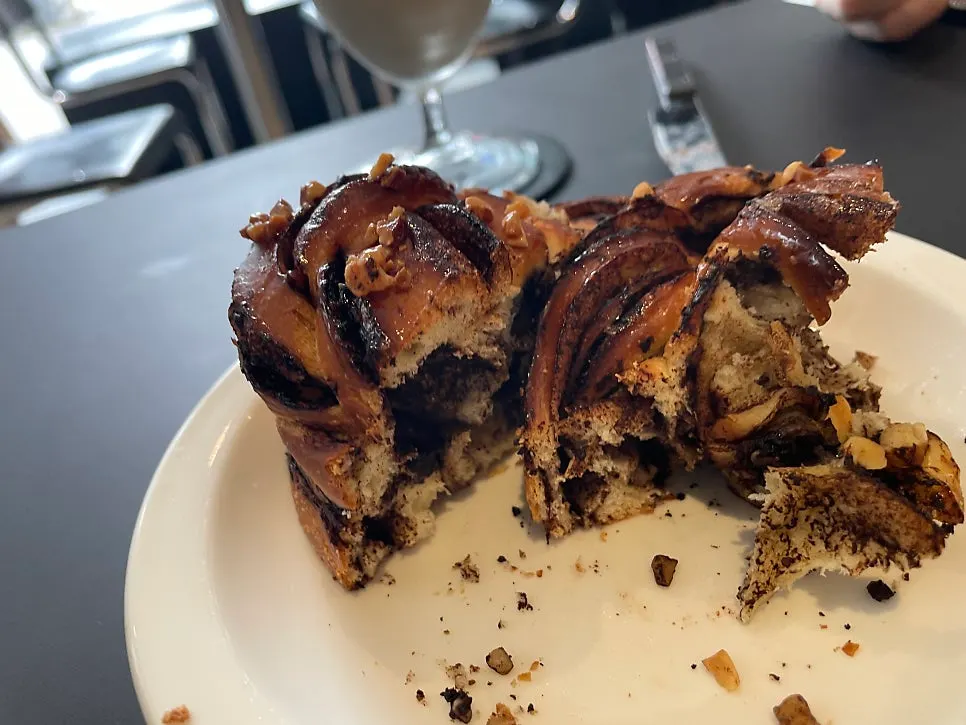 Close-up of the babka's chewy layers