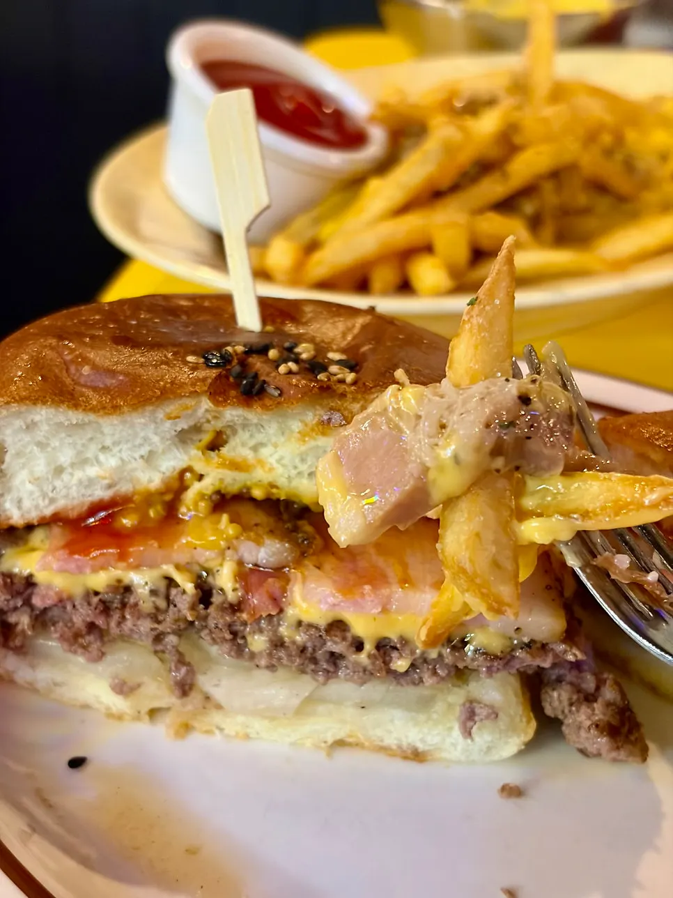 Bacon cheeseburger with a thick patty