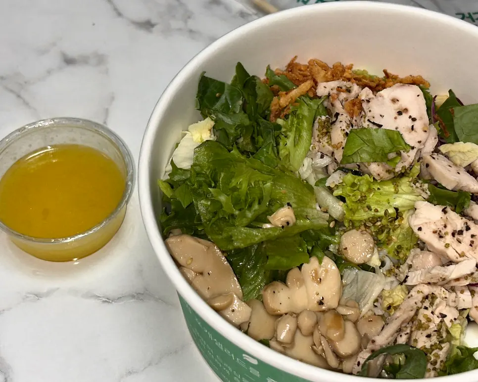 Poke salad with a variety of basic toppings