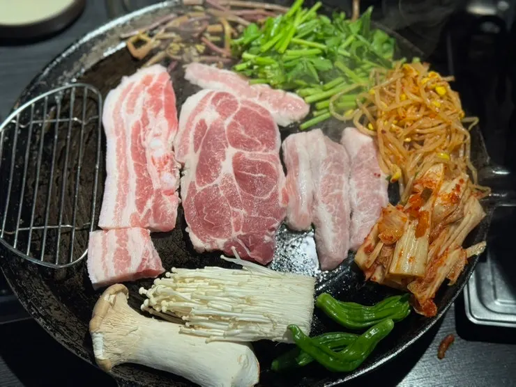 Grill full of the assorted meat platter