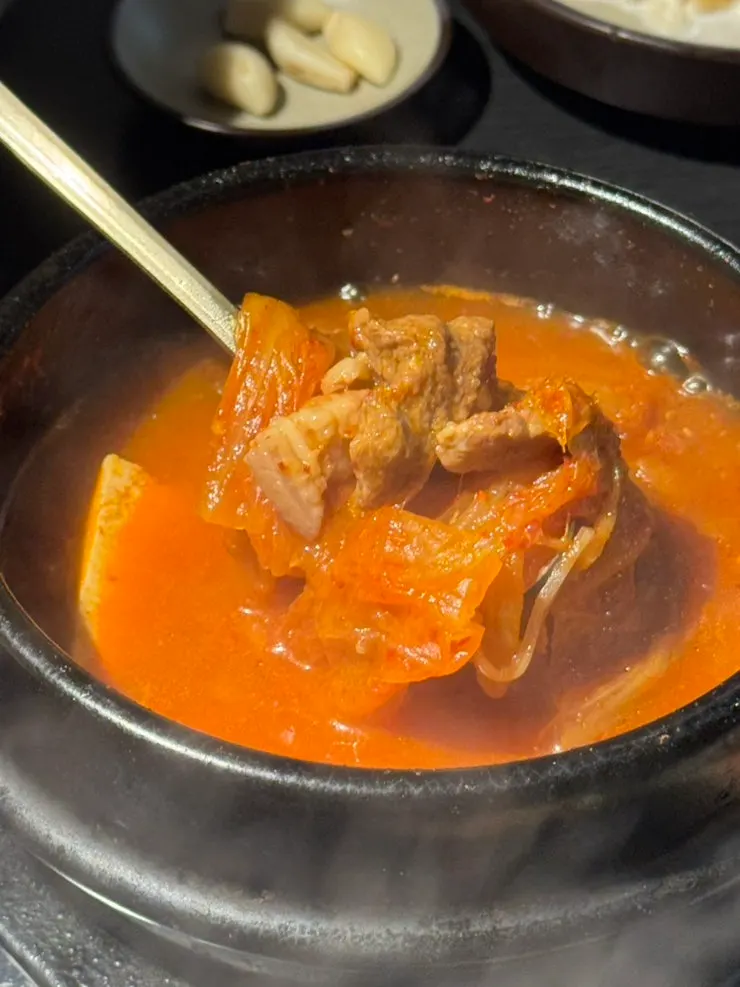Korean pork kimchi stew with tofu and meat