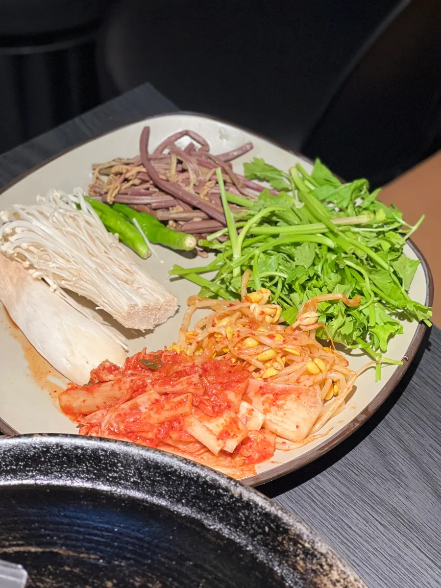 Sodangkkae Assorted Set for two with side vegetables laid out