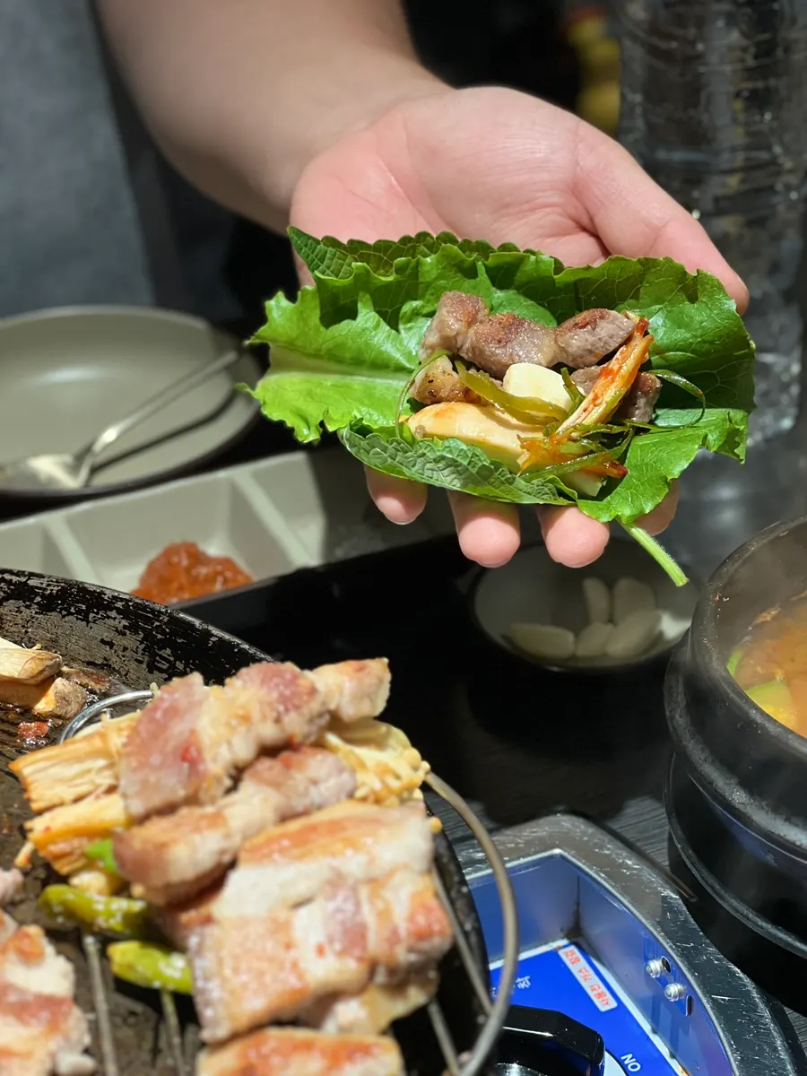 A full serving of Sodangkkae O-gyeopjip's crab miso stew