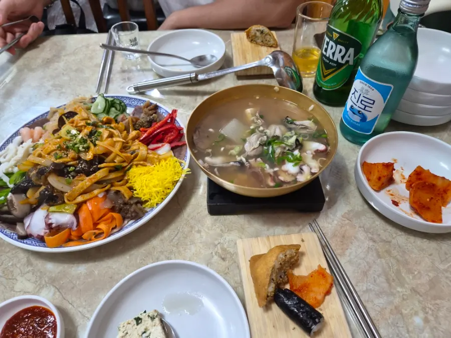 Close-up of colorful yangjangpi ingredients