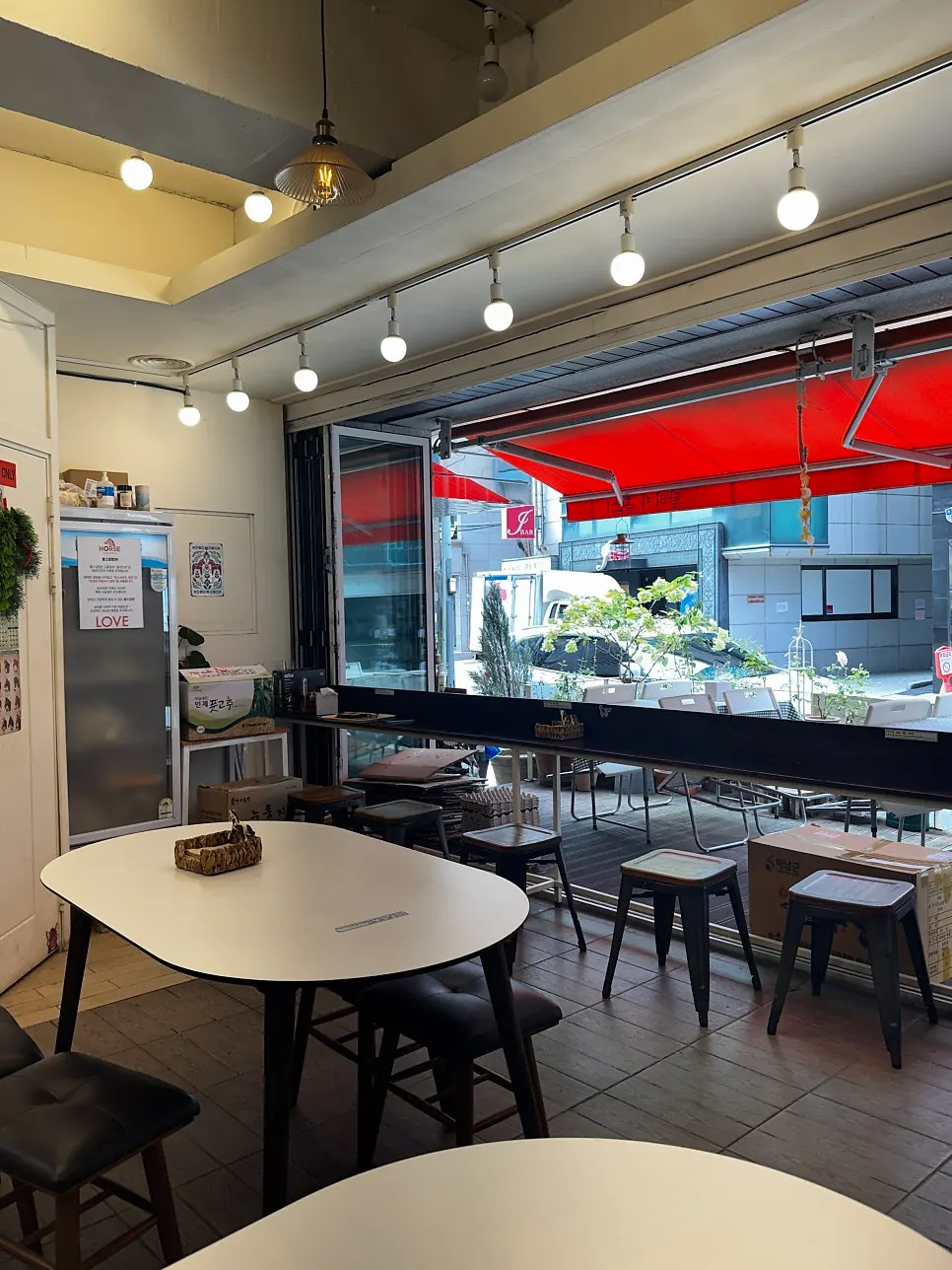 Solo bar-table seats at Halls Gimbap Main Branch