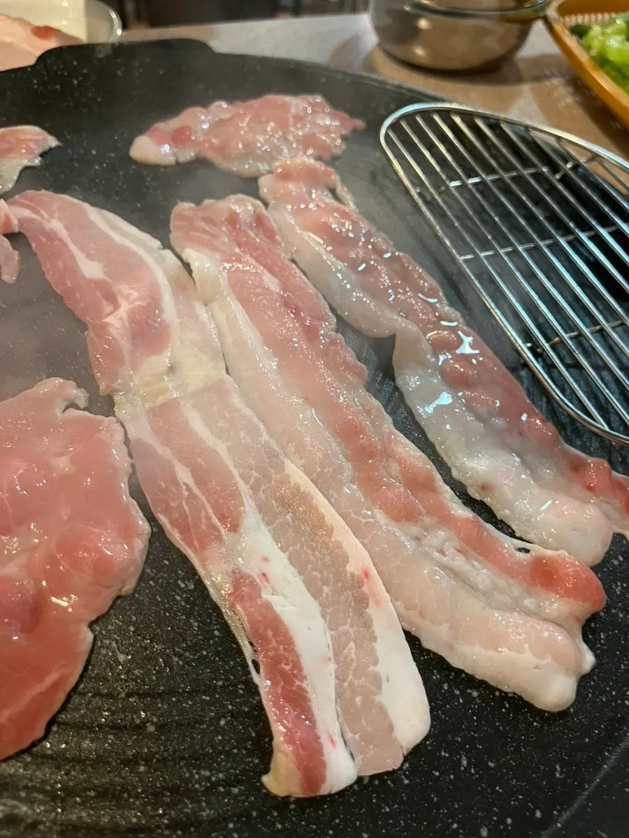 Close-up of raw shaved pork belly before grilling