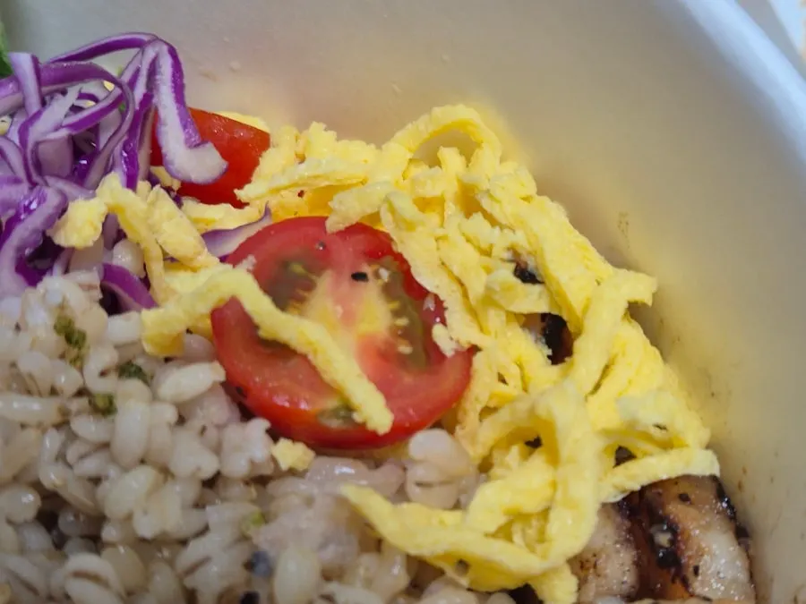 A spoonful of mixed Salering bibim poke