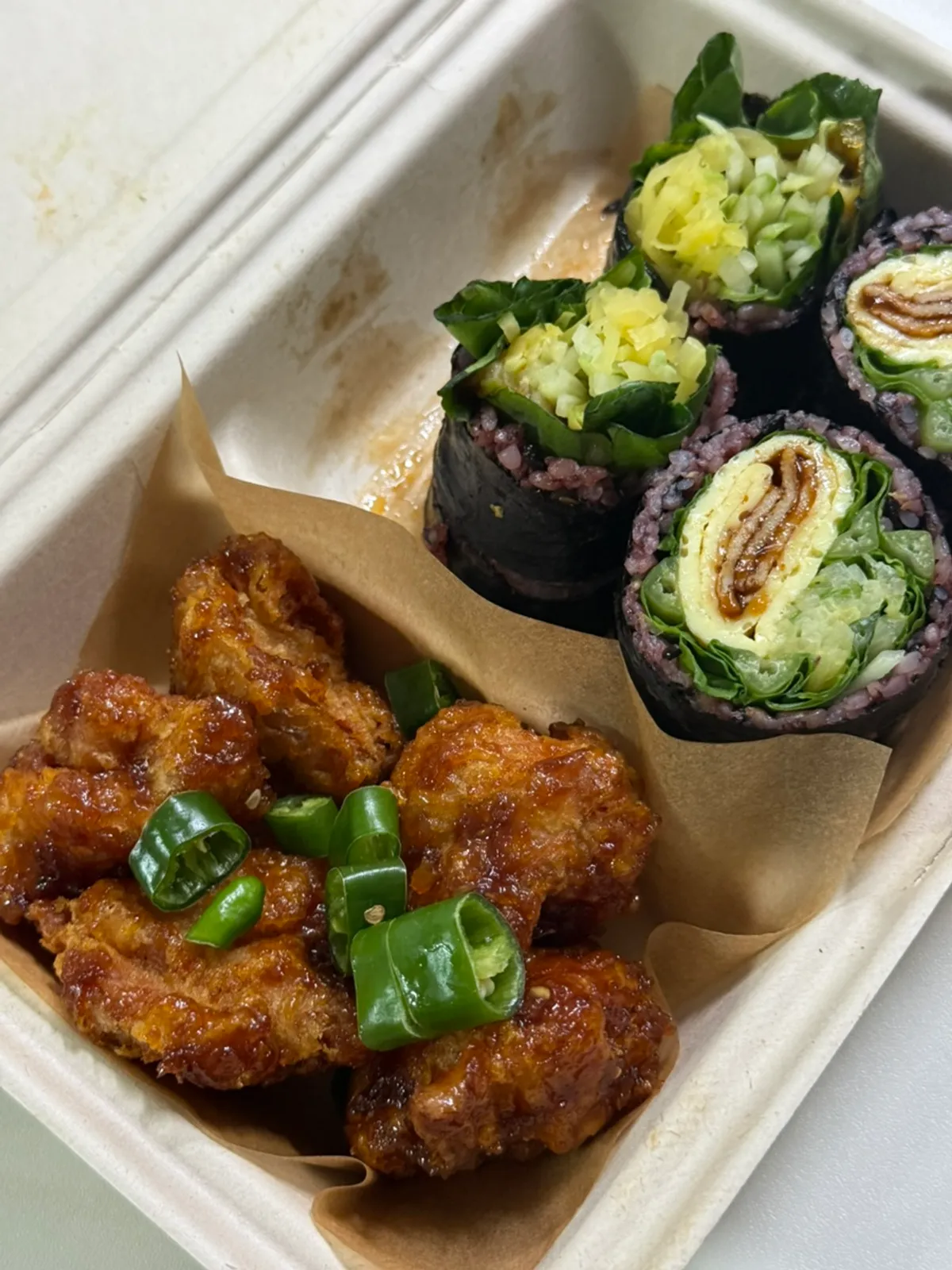 Standalone dakgangjeong at Halls Gimbap
