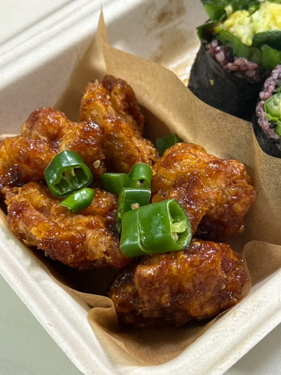 Crispy dakgangjeong at Halls Gimbap