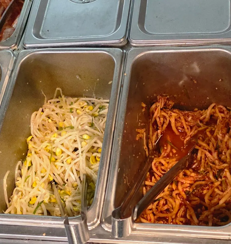 Side dishes set out at the self-serve bar