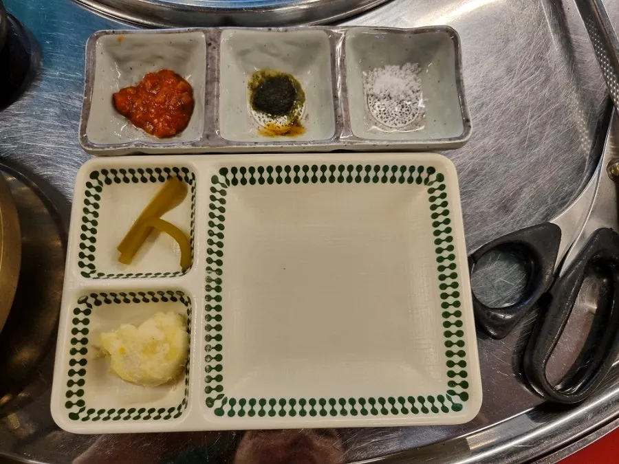 Basic side dishes and sauces set on the table