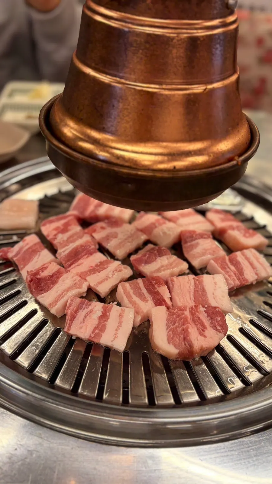 Pork belly grilled ready to wrap in lettuce