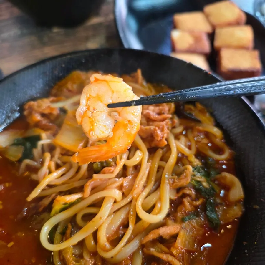 Close-up of the smoky jjamppong