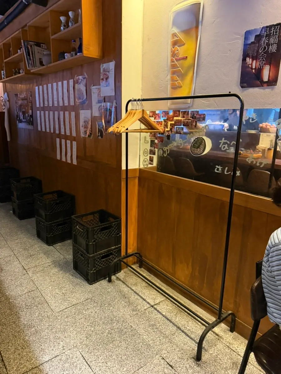 Coat hangers set up in a corner of Gyodong Nakwon