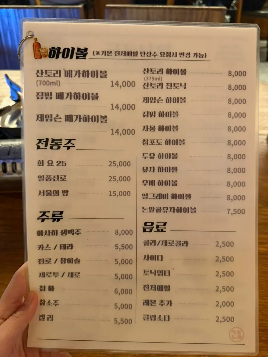 Gyodong Nakwon's side dish menu and prices