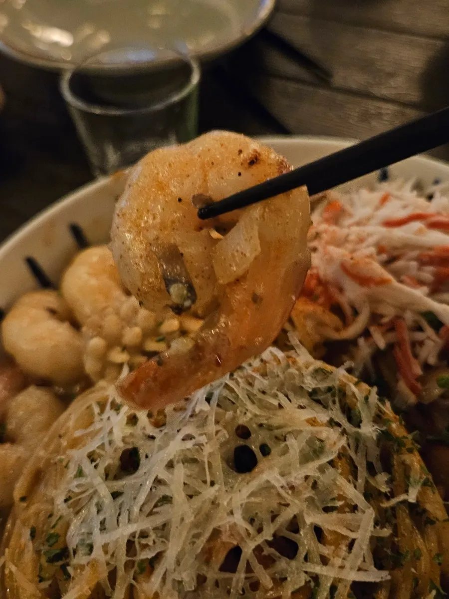 Gyodong Nakwon's crab tomalley pasta topped with crab meat and snow cheese