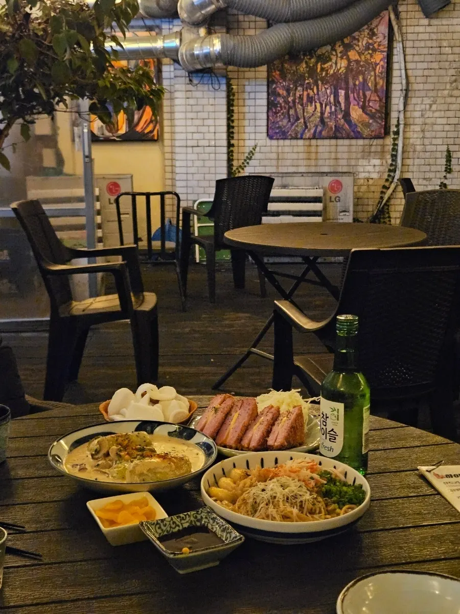 All three of Gyodong Nakwon's snacks arranged together on the table