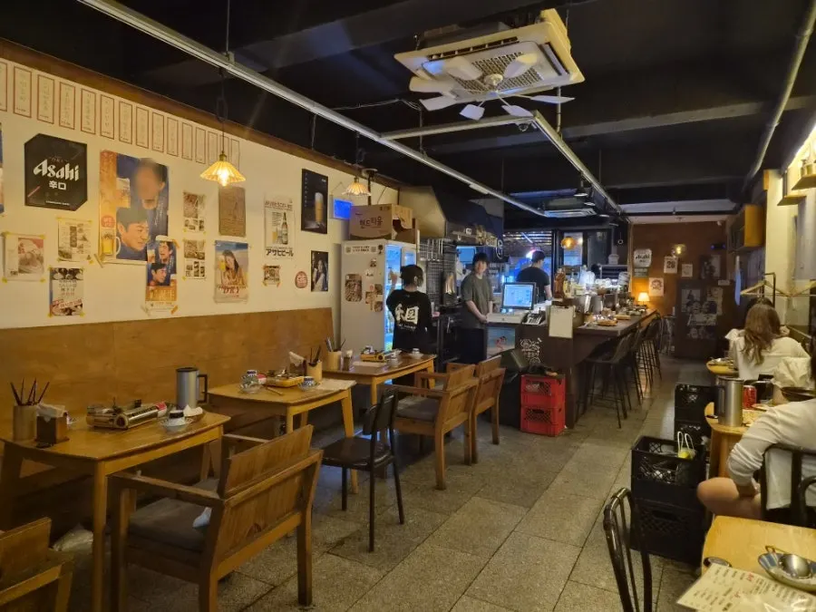 Table seating inside the restaurant