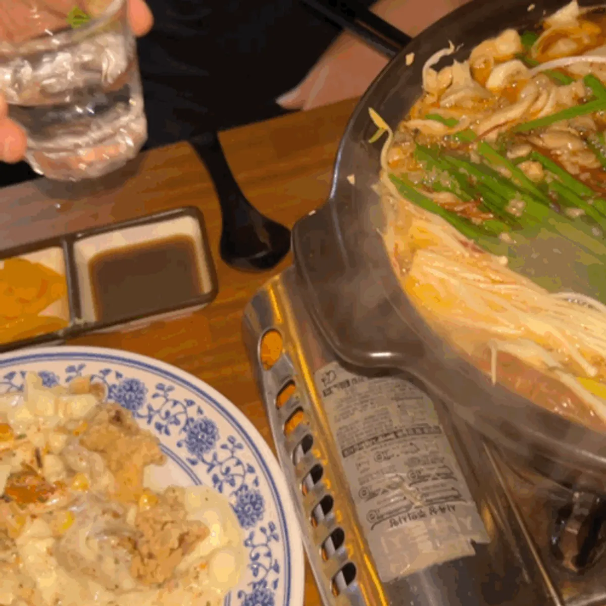 Soju ordered alongside the motsunabe