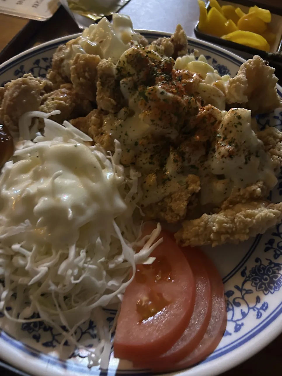 Chicken nanban topped with tartar sauce