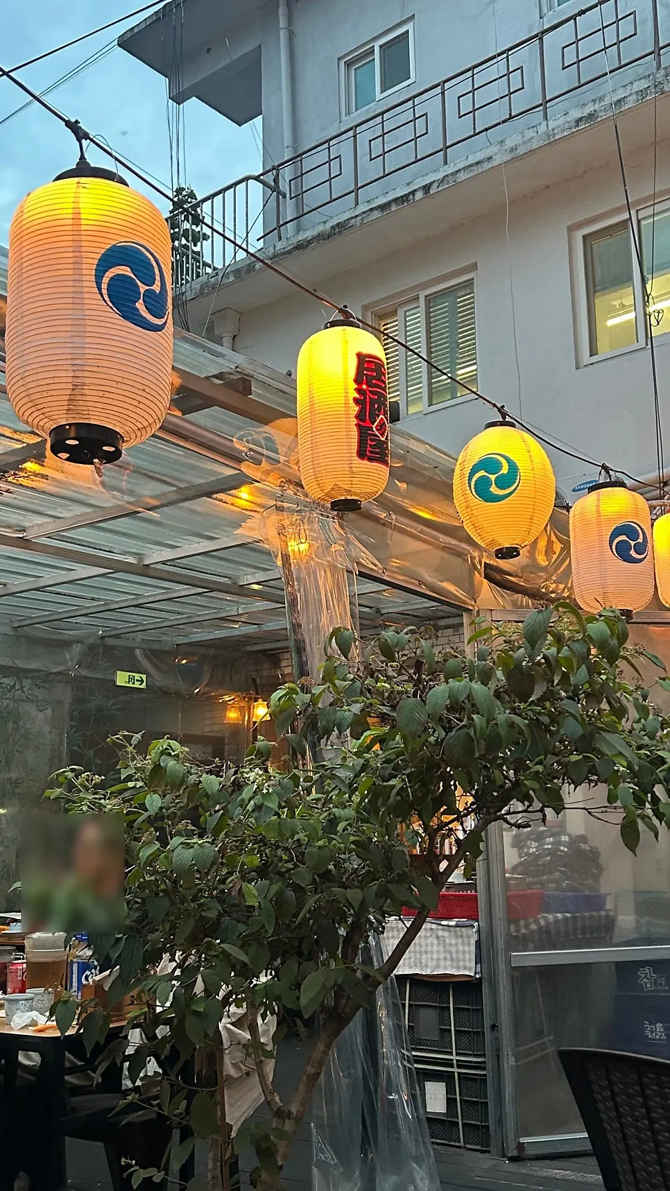 Full view of the terrace seating at Gyodong Nakwon
