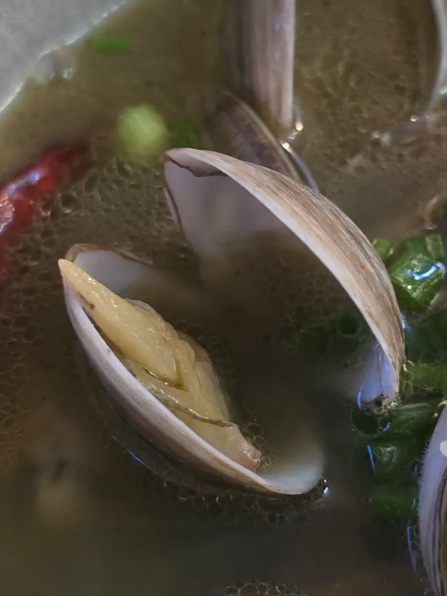 Clam sake-steam broth with mussel base