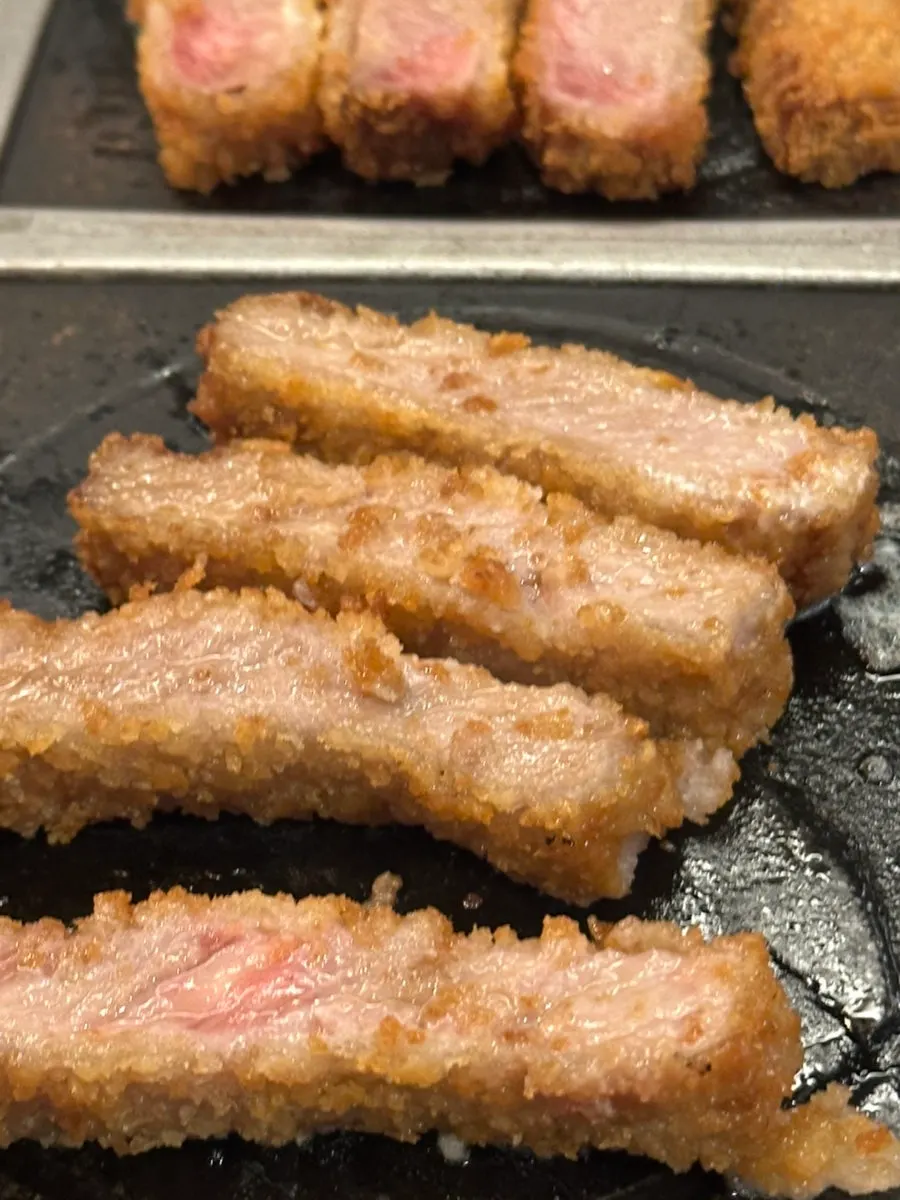 Piece of sirloin gyukatsu grilled with melted butter