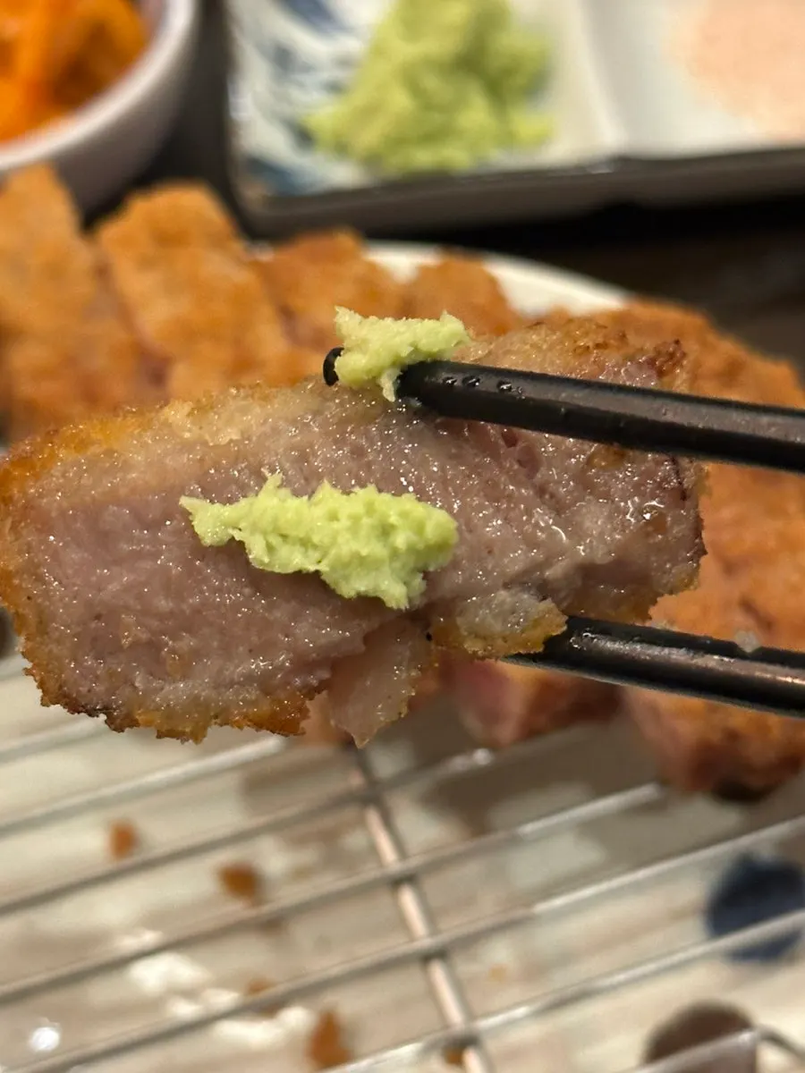 Cabbage salad alongside the tenderloin gyukatsu set