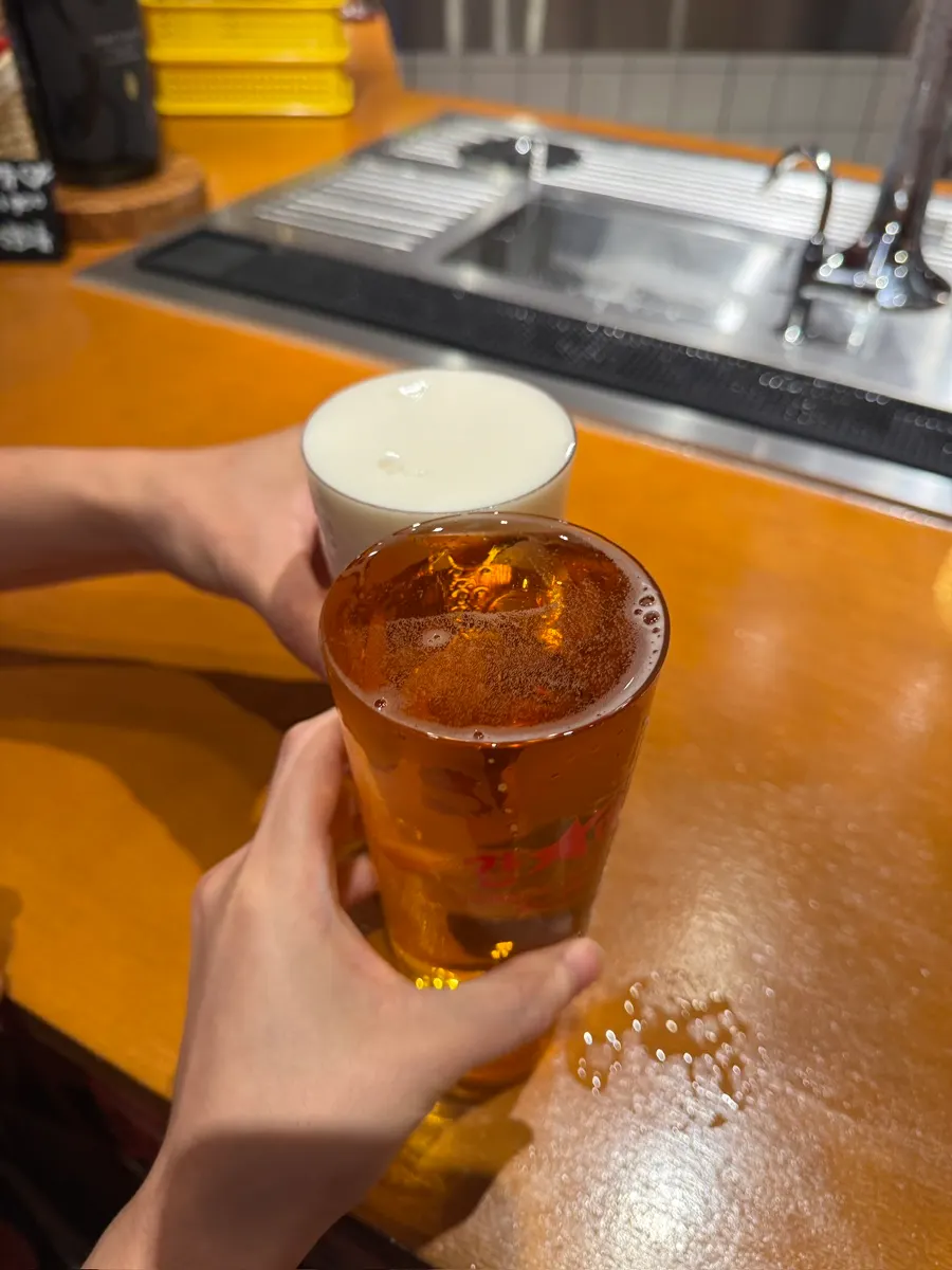 Cold draft beer filling a glass